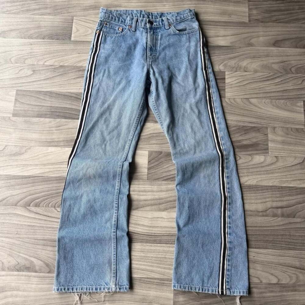 Jordache Striped Jeans Size 5/6 Light Wash Cotton